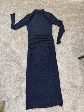 Vintage Navy Long-Sleeve Maxi Dress